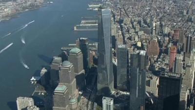 One World Trade Center seen from the sky