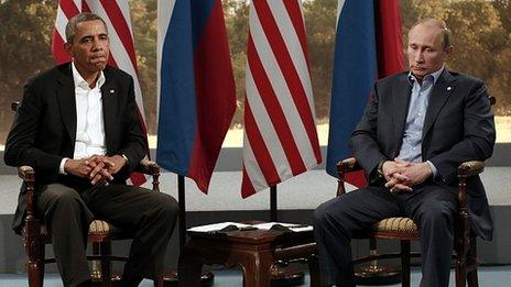 Vladimir Putin, right, and Barack Obama in Northern Ireland, June 2013