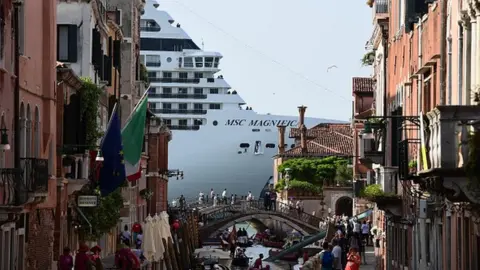 AFP A cruise ship seen from a Venice canal