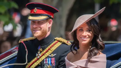 Getty Images The Duke and Duchess of Sussex in a carriage on their wedding day