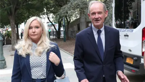 Reuters Lawyer David Boies arrives with his client Virginia Giuffre for hearing in the criminal case against Jeffrey Epstein in August 2019