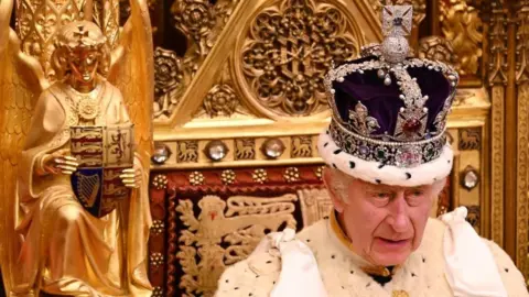 King Charles III delivering the King's Speech in the House of Lords on 7 November 2023