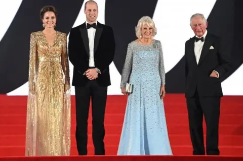 EPA The Duchess of Cambridge with Prince William, the Duchess of Cornwall and Prince Charles at the James Bond premiere