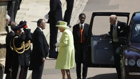 Getty Images The Queen and the Duke of Edinburgh, who is recovering from a hip operation, were among the last to arrive