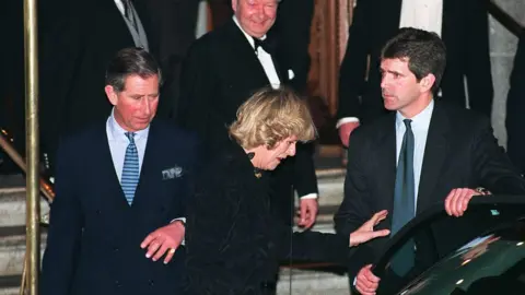 Getty Images Prince Charles and Camilla Parker Bowles leaving the Ritz Hotel together in 1999