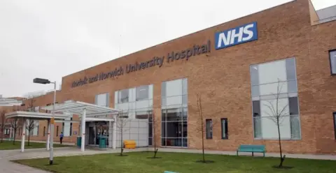 An entrance to the Norfolk and Norwich University Hospital