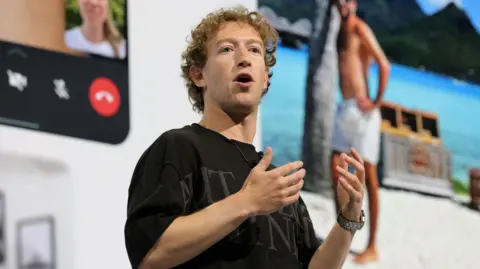 Reuters Mark Zuckerberg shown on stage at Meta Connect 2024