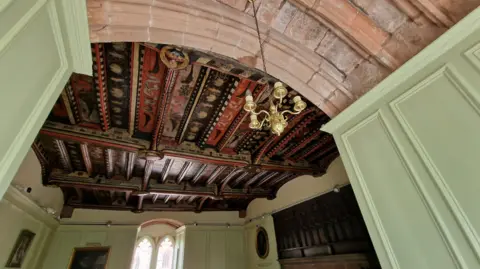 The Tudor ceiling on the first floor of the Prior's Tower in Carlisle 