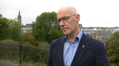 John Swinney was speaking in Glasgow as he launched a party leaflet about Scottish independence.