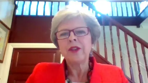 BBC Theresa May speaking via video link