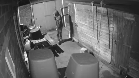 CCTV footage of a person in a yard