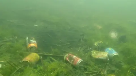 Cans at the bottom of Walsall Canal