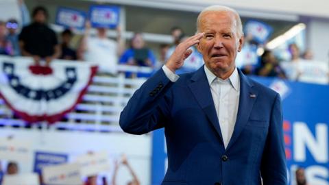 President Joe Biden addressing supporters 