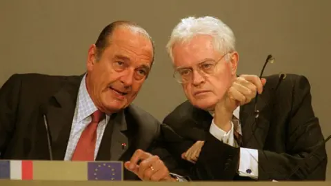 Jean Bernard Vernier/Sygma French president Jacques Chirac and Prime Minister Lionel Jospin attend the 2001 Franco-German Summit in Nantes, France.