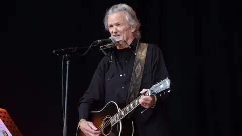 Kris Kristofferson performing on the Pyramid stage at Glastonbury 2017