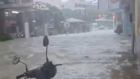 Heavily flooded street in Taiwan