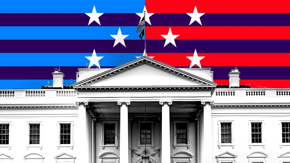 BBC White House stylised with stars and stripes