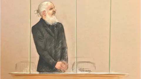 Julia Quenzler, BBC Sketch of Julia Assange at Westminster Magistrates' Court on 11 April 2019