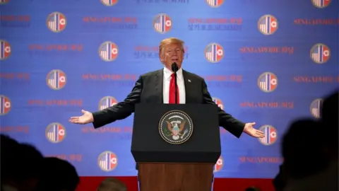 Reuters Photo of Donald Trump at a podium in Singapore