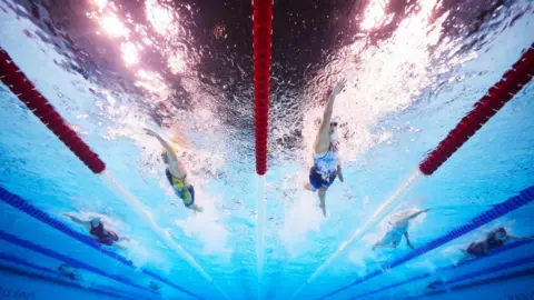 Women's 400m Freestyle Heats on day one of the Olympic Games Paris 2024 