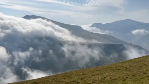 Rolling clouds above mountains in Eryri