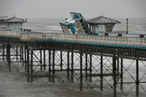 Llandudno Pier suffered heavy damage at the hands of Storm Darragh