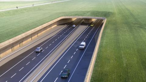An artists' impression of the Stonehenge tunnel