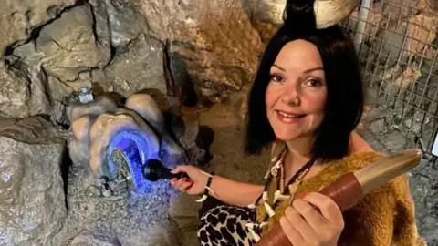 James Hardisty Lisa Bowerman pictured in the caves beneath the Yorkhire Dales