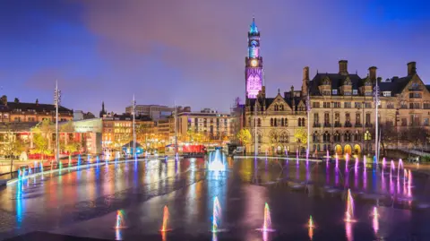 Getty Images Bradford City Square at night