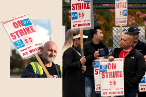 Reuters Boeing workers picket outside a Boeing facility during a strike