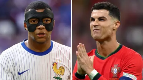 Split picture of Kylian Mbappe and Cristiano Ronaldo