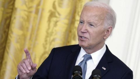 Joe Biden speaks during a Medal of Honor Ceremony at the White House in Washington on July 3