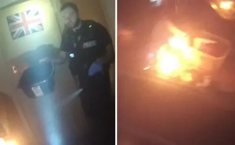 Stills from police bodycam taken during the rescue