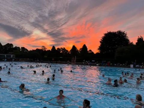 Cheltenham lido during summer solstice