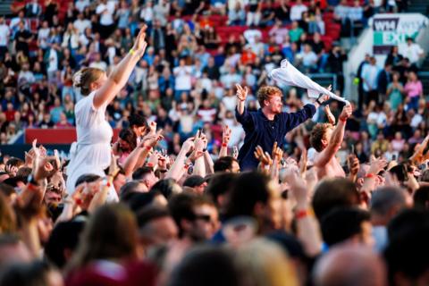 Fans watch Kings of Leon at Ashton Gate in Bristol