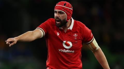 Cory Hill in Test action for Wales against Australia 