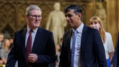 Sir Keir Starmer with Rishi Sunak at the State Opening of Parliament