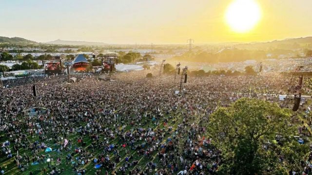 Gohil regularly gets views like this from his platform above the Pyramid Stage