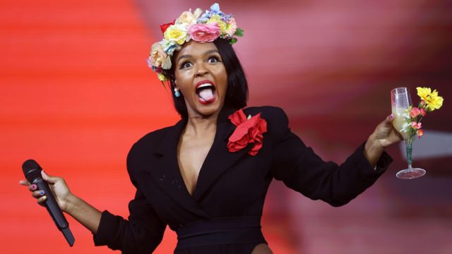 Janelle Monae performs during day five of the Glastonbury Festival at Worthy Farm