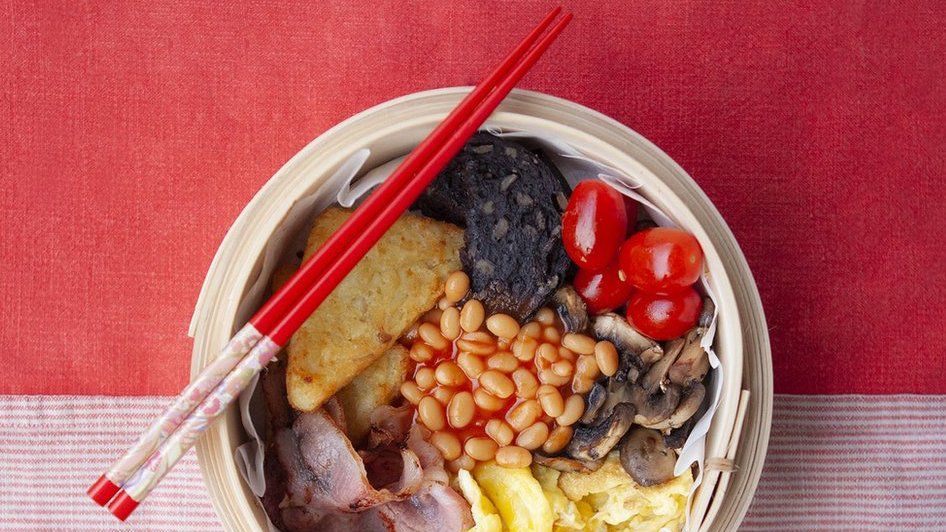 Bowl of food from different nationalities