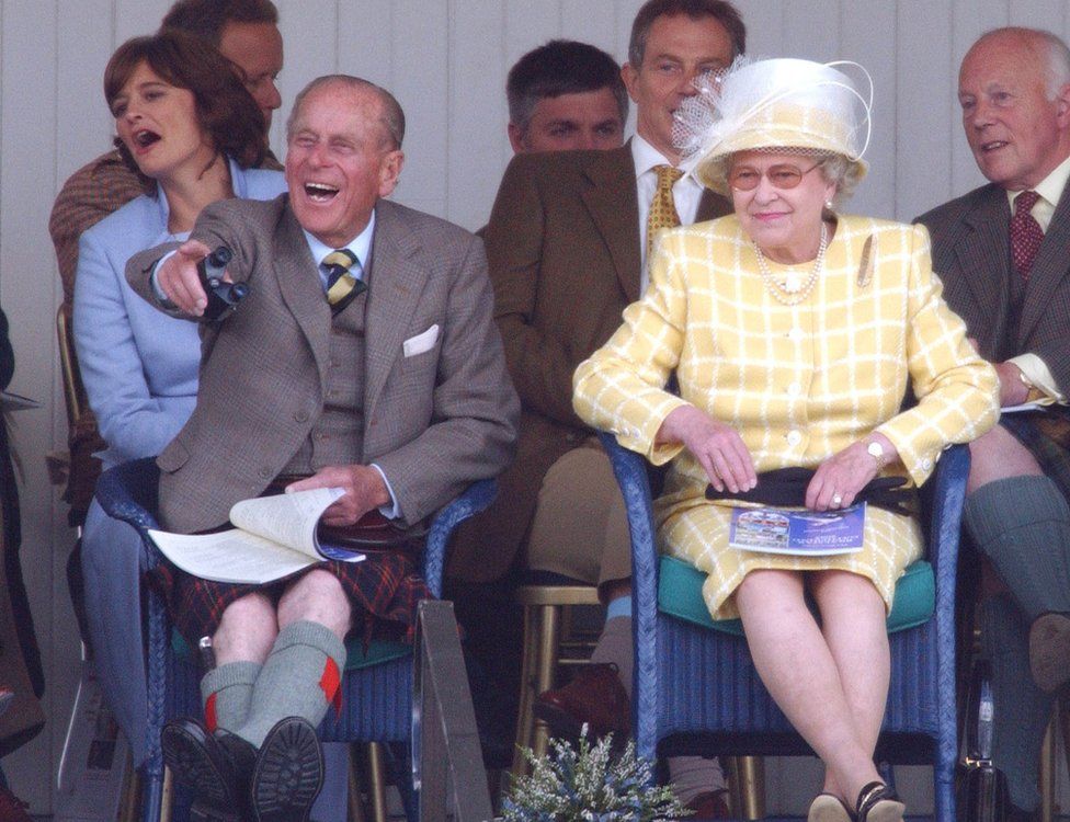 The Queen And The Duke Of Edinburgh, Prime Minister Tony Blair & Wife Cherie Attend The 2003 Highland Games In Braemar, Scotland.