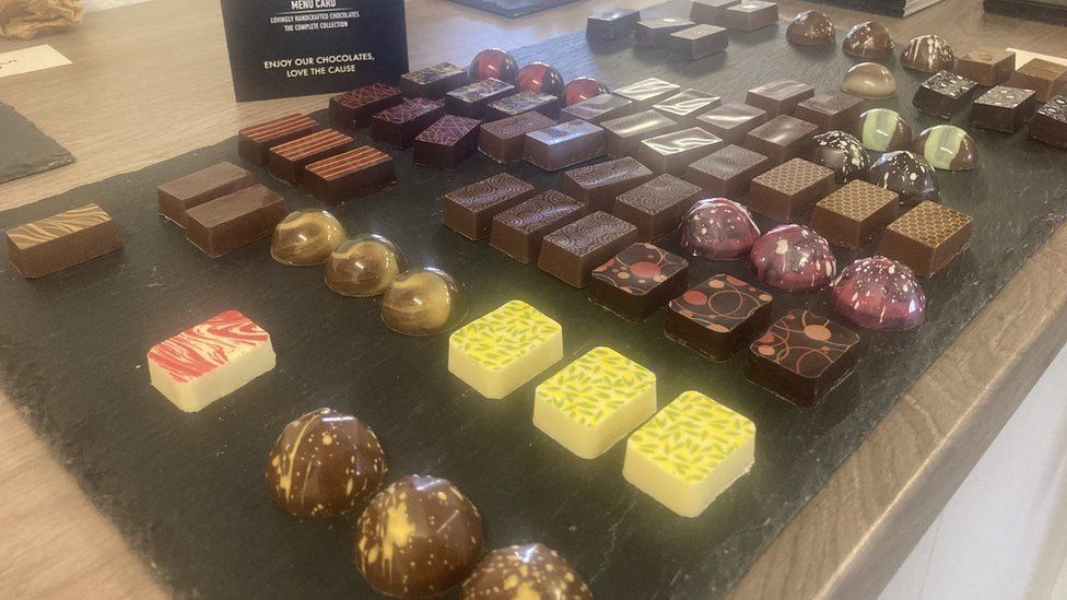 Chocolates on display