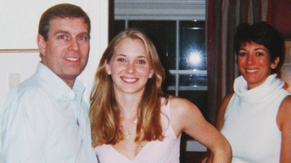 Prince Andrew, Virginia Roberts and Ghislaine Maxwell in 2001