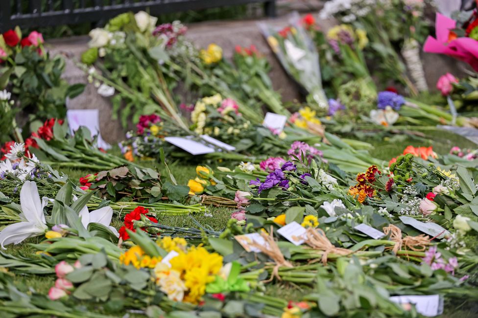 Floral tributes are seem outside Windsor Castle