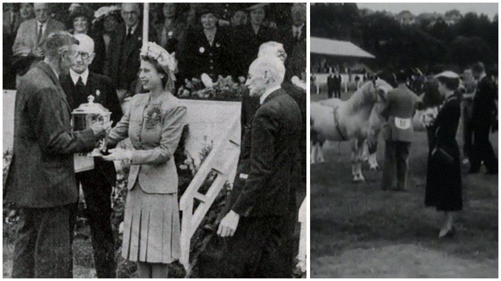 The Queen visited the Brecknock Agricultural Society show on a tour to Wales in August 1955