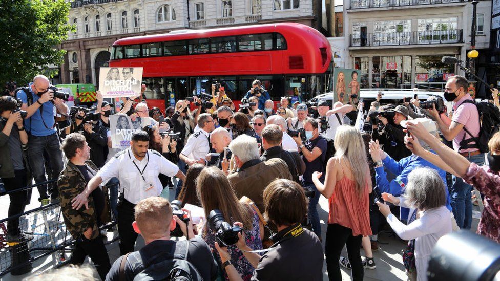 American Actor Johnny Depp arrives amid fan crowd at Royal Courts of Justice in London, England on July 20, 2020