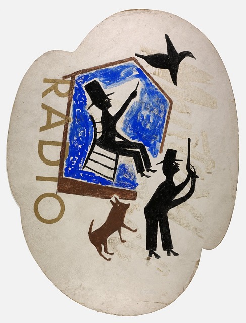 Bill Traylor, Untitled (Radio), ca. 1940-1942, opaque watercolor and pencil on printed advertising paperboard, Smithsonian American Art Museum, Museum purchase through the Luisita L. and Franz H. Denghausen Endowment, 2016.14.4, © 1994, Bill Traylor Family Trust