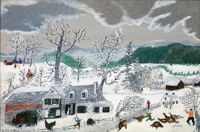 Grandma Moses, Turkeys, 1958, oil on pressed wood, Smithsonian American Art Museum, Gift of the Kallir Family in memory of Otto Kallir, 2017.34.1, © Grandma Moses Properties Co., New York