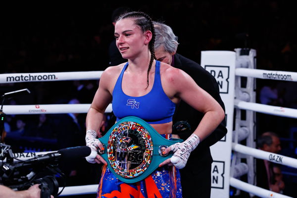 NEW YORK, NEW YORK &#8211; FEBRUARY 04: Skye Nicolson reacts after defeating Tania Alvarez during their WBC featherweight elim