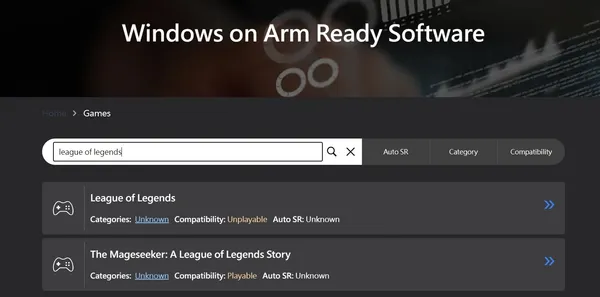 Arm Windows PC支援遊戲